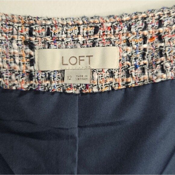 Ann Taylor LOFT Tweed Pocket Shift Skirt Navy Lined Office Career Wear Size 12 - Picture 4 of 11
